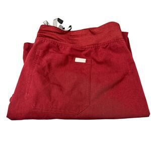 Figs Scrub Pants Womens Large Livingston‎ Burgundy + Pockets 30" Inseam